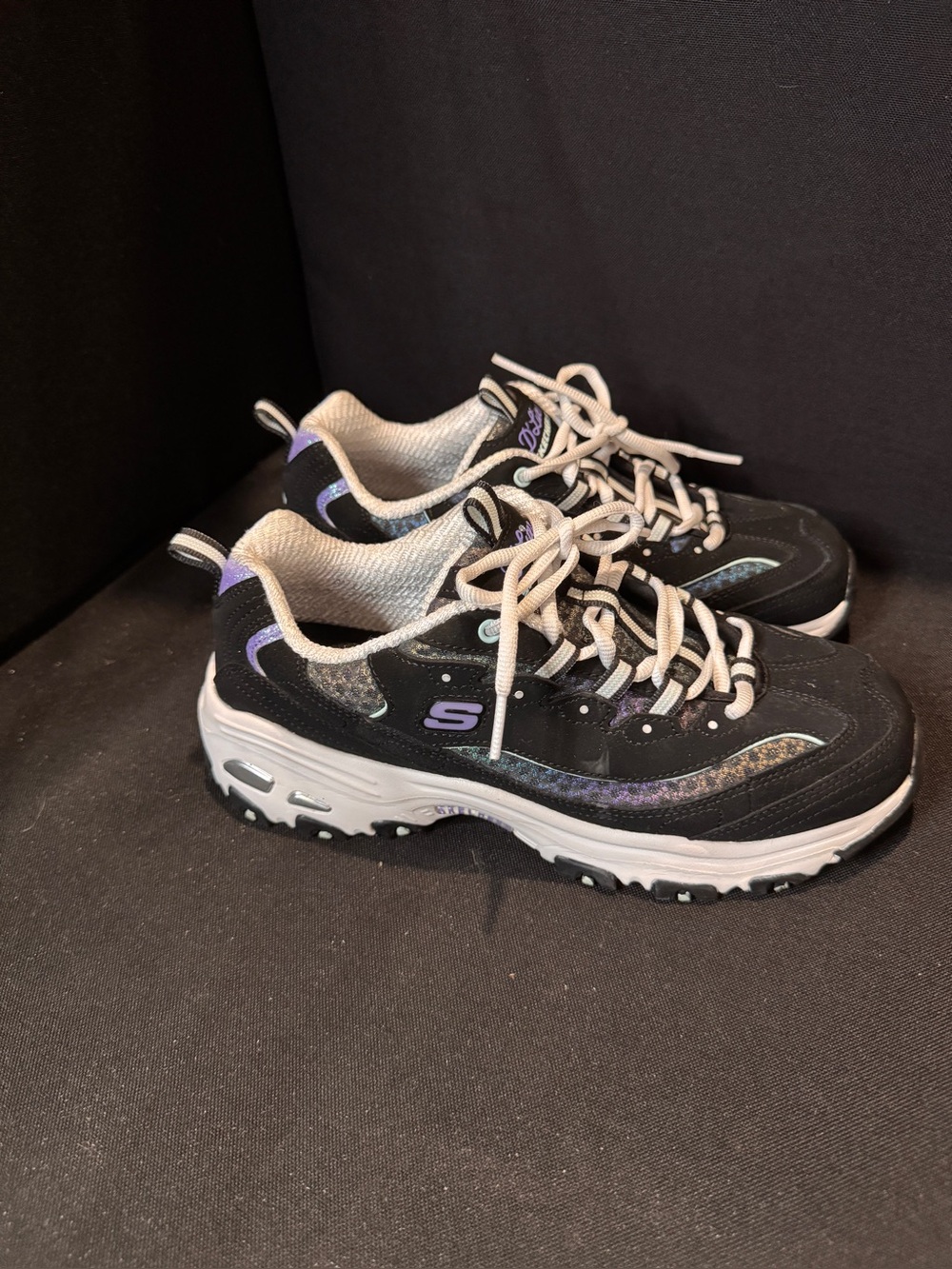 Skechers Women's Black Sneakers with Purple Accents